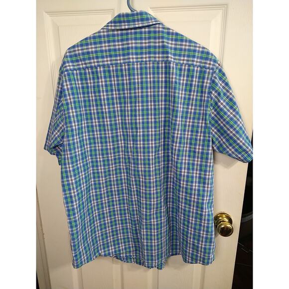 Croft&Barrow Men's XL Shirt Blue Green Plaid Collared Button Shirt Sleeve - Picture 10 of 10